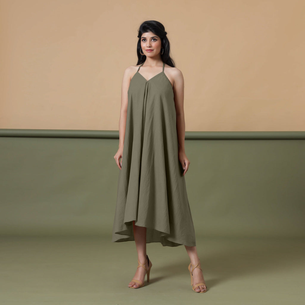 Convertible 3-Way Sage Green Cotton Skirt Dress
