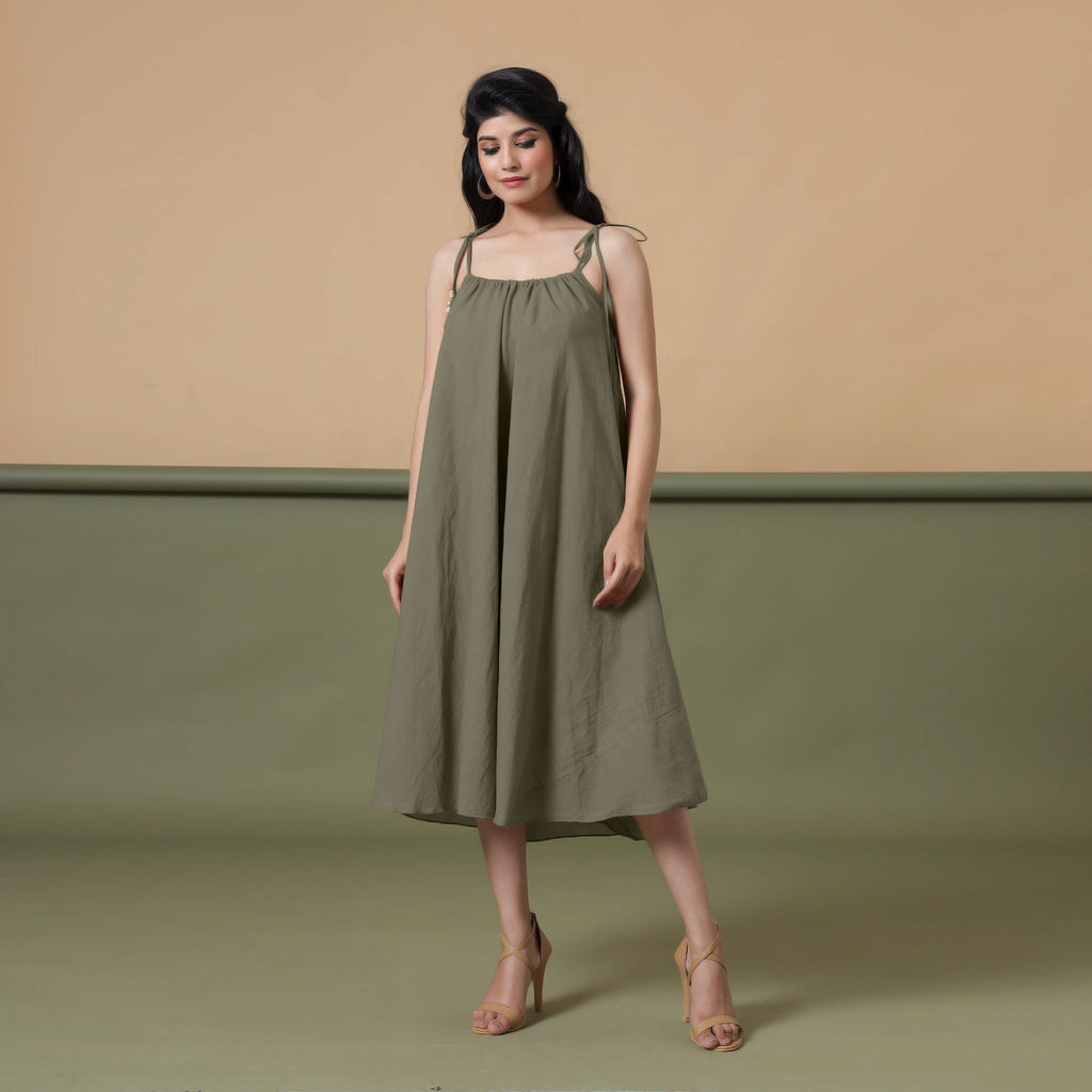 Convertible 3-Way Sage Green Cotton Skirt Dress