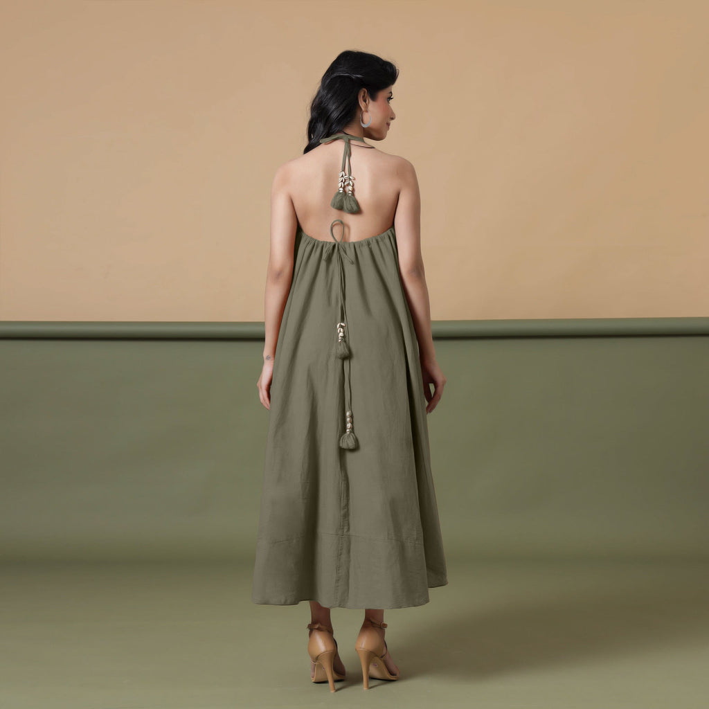 Convertible 3-Way Sage Green Cotton Skirt Dress