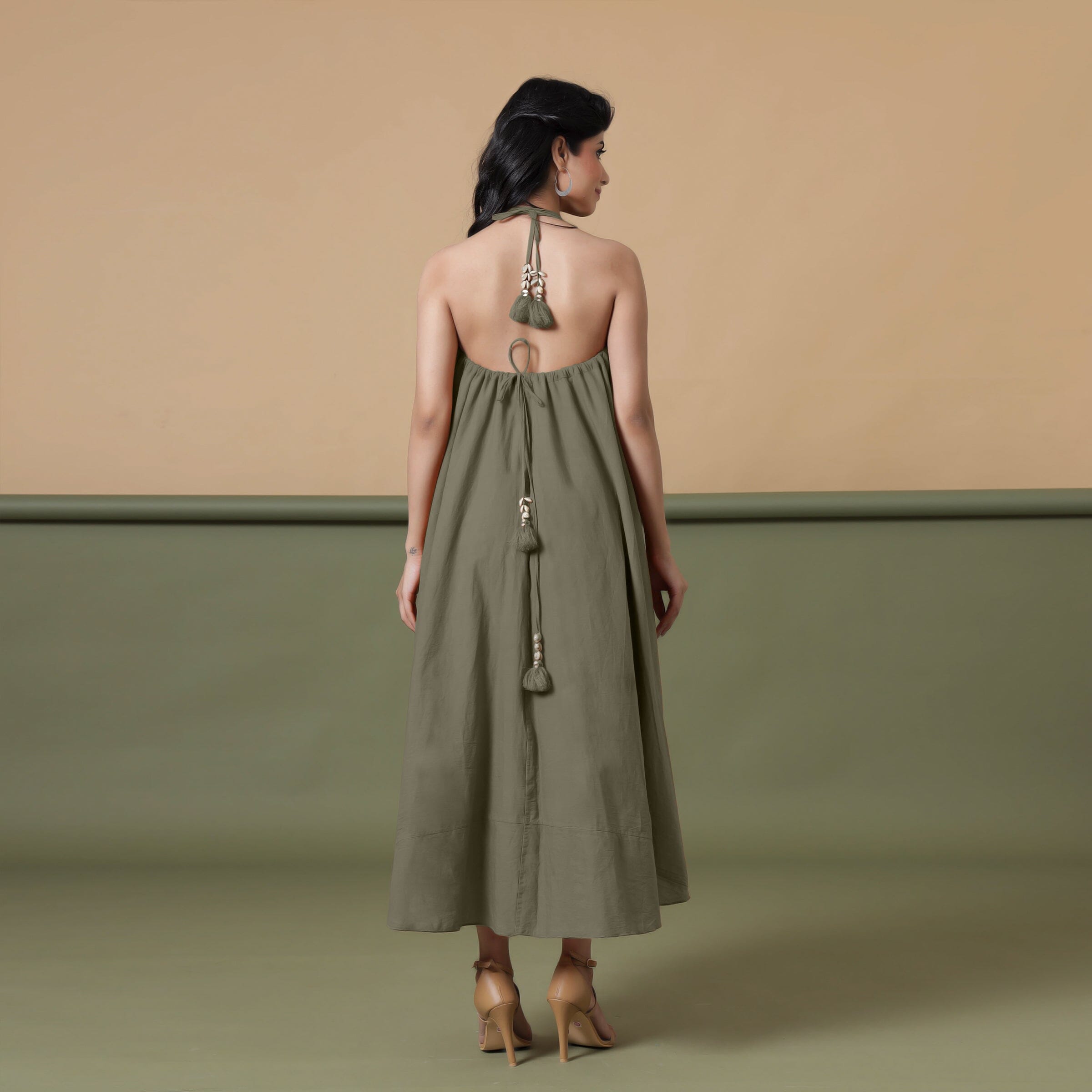 Convertible 3-Way Sage Green Cotton Skirt Dress