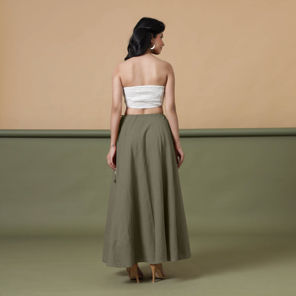Convertible 3-Way Sage Green Cotton Skirt Dress