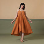 Front View of a Model wearing Convertible 6-Way Rust Sandstone Tie-Dye Cotton Skirt Dress