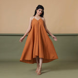 Front View of a Model wearing Convertible 6-Way Rust Sandstone Tie-Dye Cotton Skirt Dress
