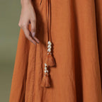 Close View of a Model wearing Convertible 6-Way Rust Sandstone Tie-Dye Cotton Skirt Dress