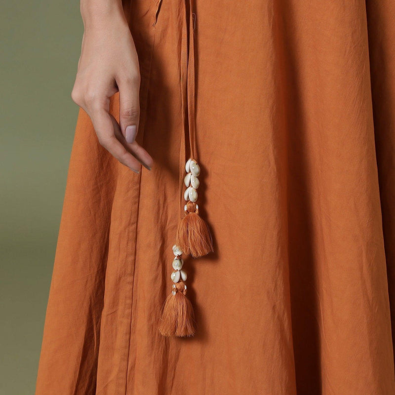 Close View of a Model wearing Convertible 6-Way Rust Sandstone Tie-Dye Cotton Skirt Dress