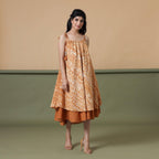 Front View of a Model wearing Convertible 6-Way Rust Sandstone Tie-Dye Cotton Skirt Dress