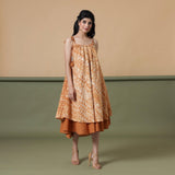 Front View of a Model wearing Convertible 6-Way Rust Sandstone Tie-Dye Cotton Skirt Dress