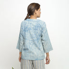 Back View of a Model wearing Dabu Hand-Lep Cotton High Low Outerwear