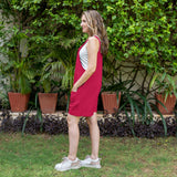 Dark Pink Cotton Poplin Dungaree Playsuit