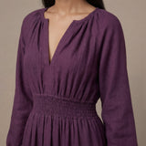 Deep Magenta Yarn-Dyed Cotton Floor Length Fit and Flare Tier Dress