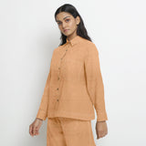 Desert Yellow 100% Linen Full Sleeve Button-Down Shirt