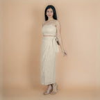 Ecru Crinkled Cotton Flax Tube Top and Maxi Wrap Skirt Co-ord Set