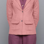 Front Detail of a Model wearing English Rose Slim Fit Flannel Blazer