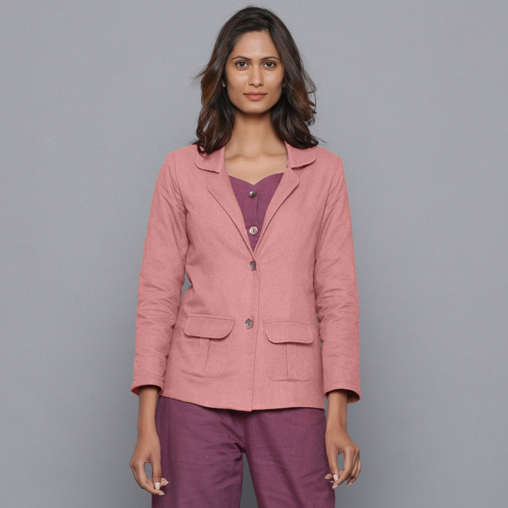 Front View of a Model wearing English Rose Slim Fit Flannel Blazer
