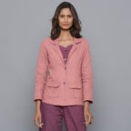 Front View of a Model wearing English Rose Slim Fit Flannel Blazer