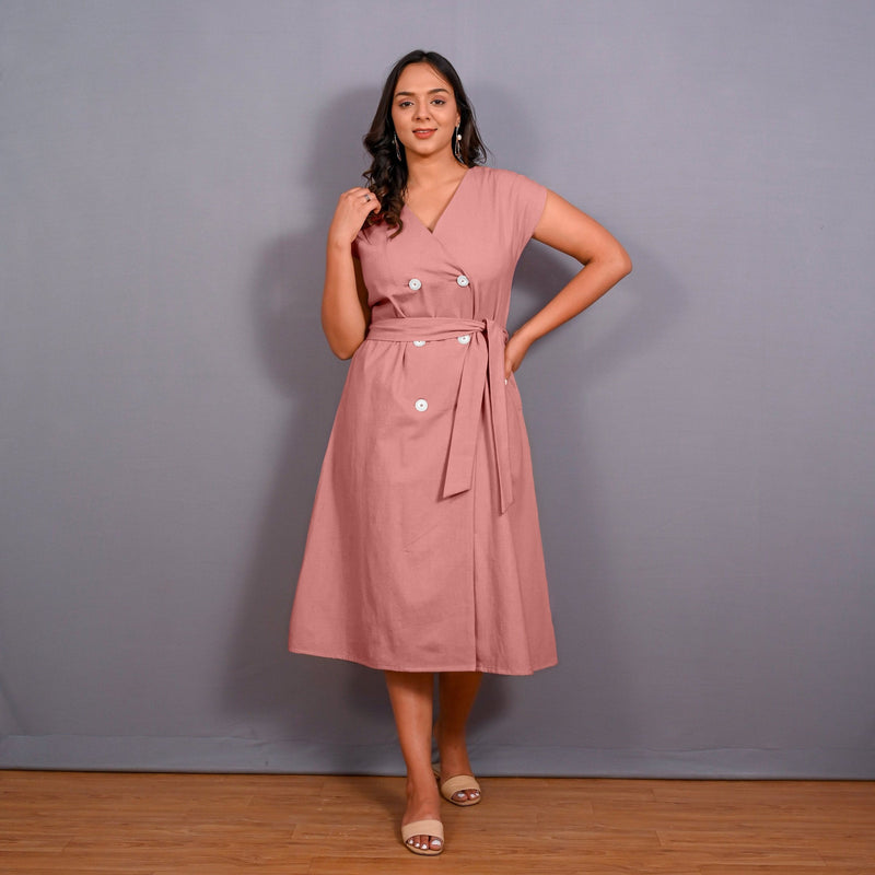 English Rose Warm Cotton Flannel Button-Down A-Line Midi Dress