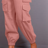 English Rose Warm Cotton Flannel Elasticated Cargo Jogger Pant