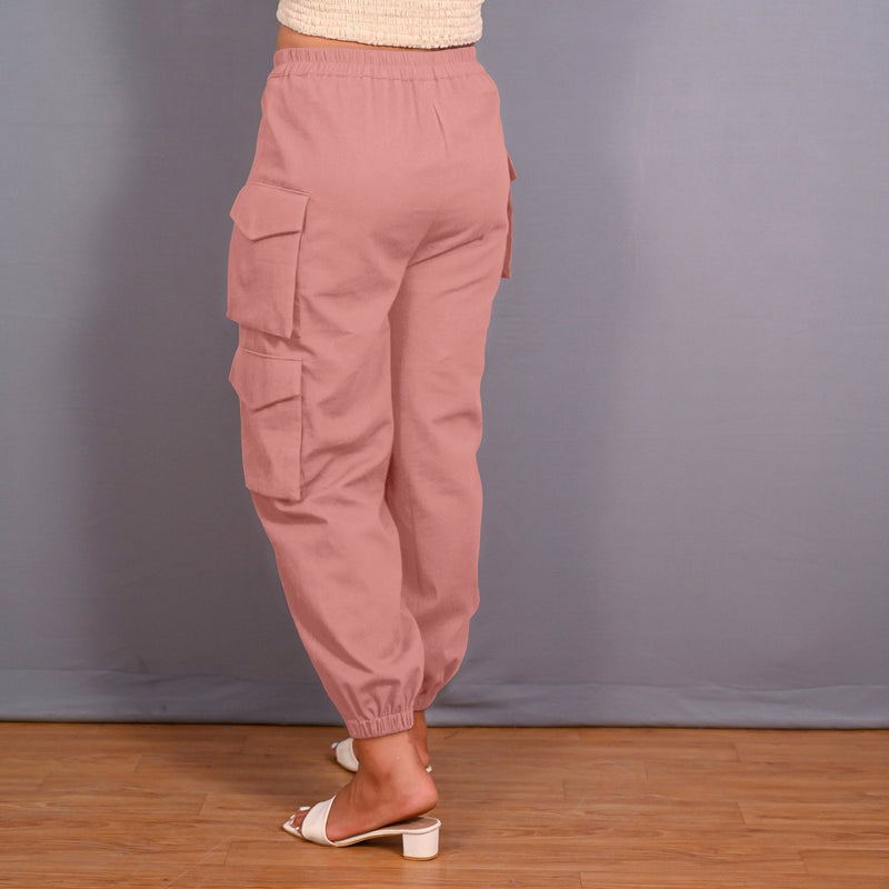 English Rose Warm Cotton Flannel Elasticated Cargo Jogger Pant