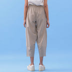 Back View of a Model wearing Essential Beige Cotton Paneled Pant