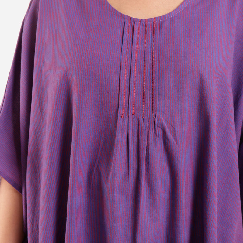 Front Detail of a Model wearing Violet Anti-Fit Flowy Cotton Kaftan
