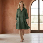 Forest Green 100% Cotton Short Shirt Dress