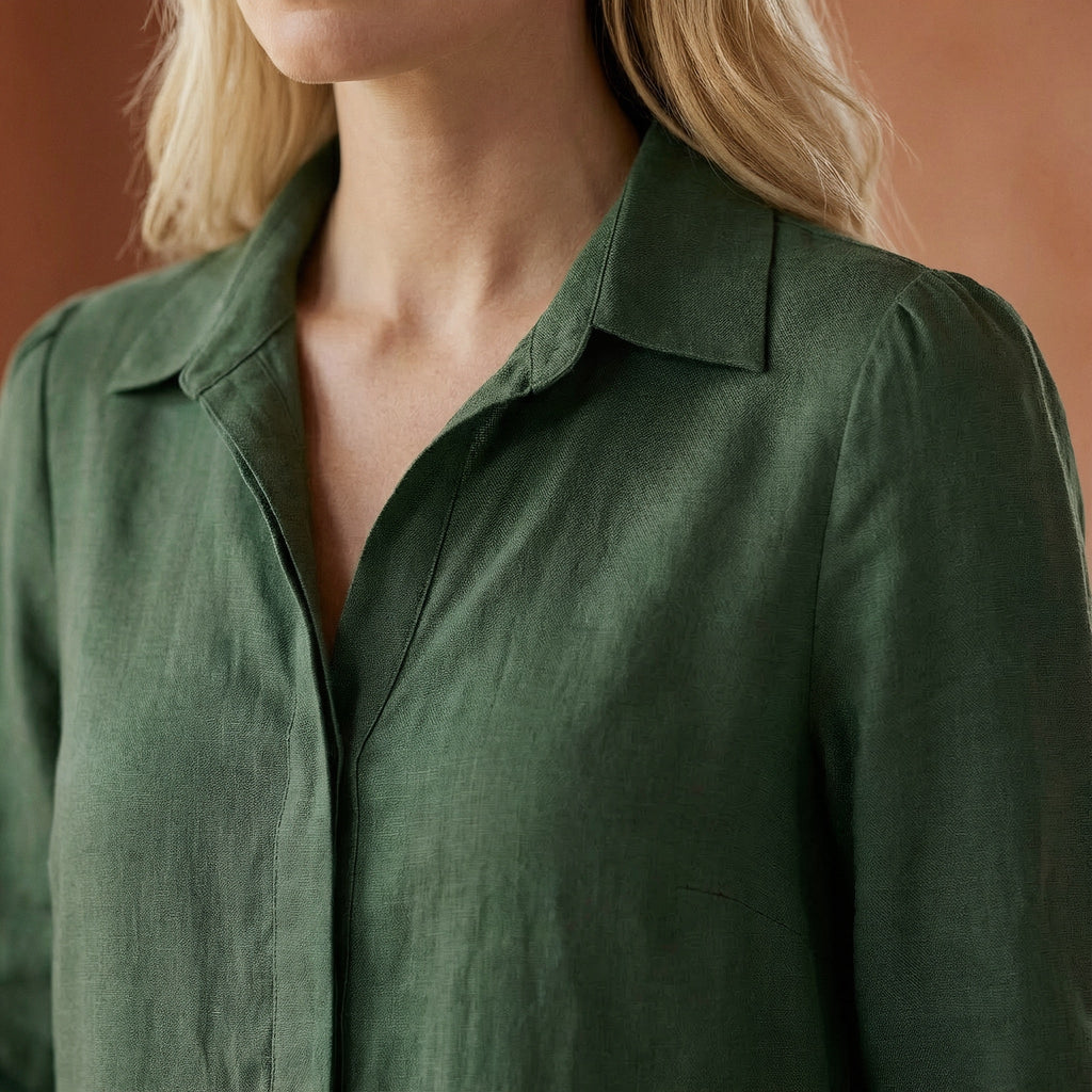 Forest Green 100% Cotton Short Shirt Dress