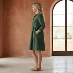 Forest Green 100% Cotton Short Shirt Dress