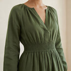 Forest Green Cotton Fit and Flare Maxi Tier Dress
