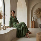 Forest Green Cotton Fit and Flare Maxi Tier Dress