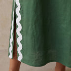 Forest Green Cotton Wavy Stripe Maxi Shift Dress