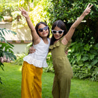 Girls - Olive Green Handspun Cotton Frilled Square Neck Jumpsuit