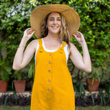 Golden Yellow Cotton Poplin Dungaree Playsuit
