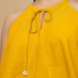 Golden Yellow Cotton Poplin Halter Neck Flared Top