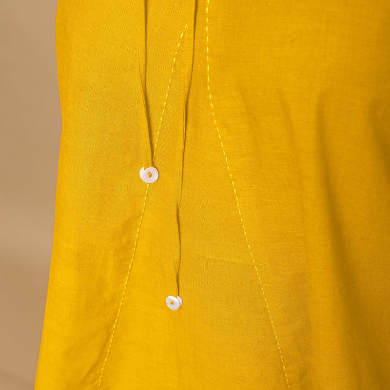 Golden Yellow Cotton Poplin Halter Neck Flared Top