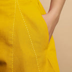 Golden Yellow Cotton Poplin Mid-Rise Shorts