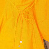 Golden Yellow Embroidered Cotton Poplin Asymmetrical Godet Top