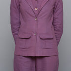 Front Detail of a Model wearing Grape Wine Slim Fit Flannel Blazer