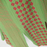 Close View of a Model wearing Green Crinkled Cotton Geometric Knee Length Skirt