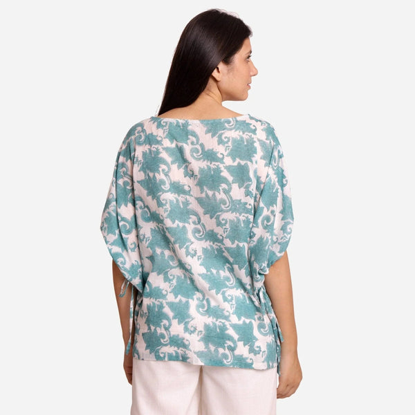 Back View of a Model wearing Sanganeri Hand Block Print Short Kaftan