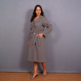 Grey Warm Cotton Flannel Midi Blazer Dress