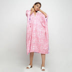 Front View of a Model wearing Reversible Mid Calf Length Cotton Kaftan
