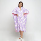Front View of a Model wearing Reversible Mid Calf Length Cotton Kaftan