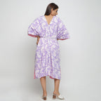 Back View of a Model wearing Reversible Mid Calf Length Cotton Kaftan