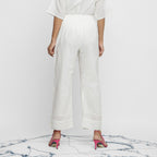 Back View of a Model wearing Off-White Banded Hem Straight Pant