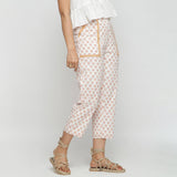 Right View of a Model wearing Floral Block Printed Straight Fit Pant