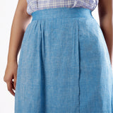 Front Detail of a Model wearing Handspun Sky Blue Layered Skirt
