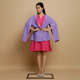 Front View of a Model wearing Mangalgiri Reversible Cotton Cape