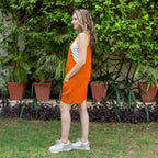 Hot Orange Cotton Poplin Dungaree Playsuit
