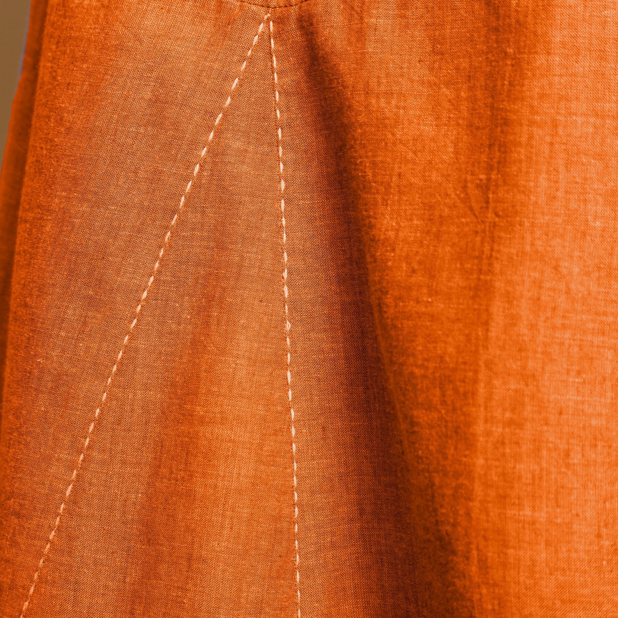 Hot Orange Cotton Poplin Elasticated Midi Cami Dress