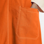Hot Orange Cotton Poplin Paneled Midi Shift Dress